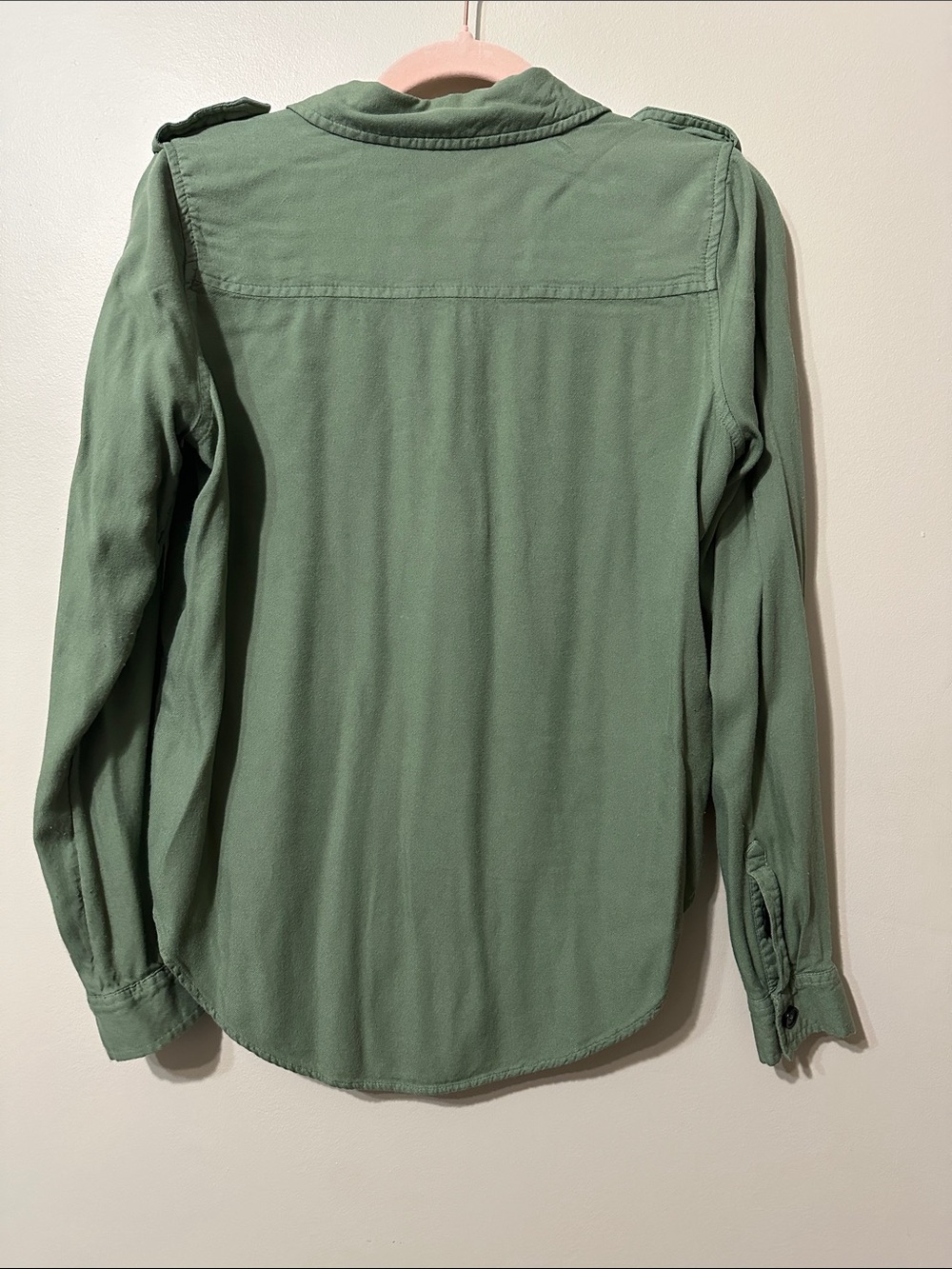 Mudd Lightweight Olive Green Button-Front Utility Shirt - Picture 4 of 4